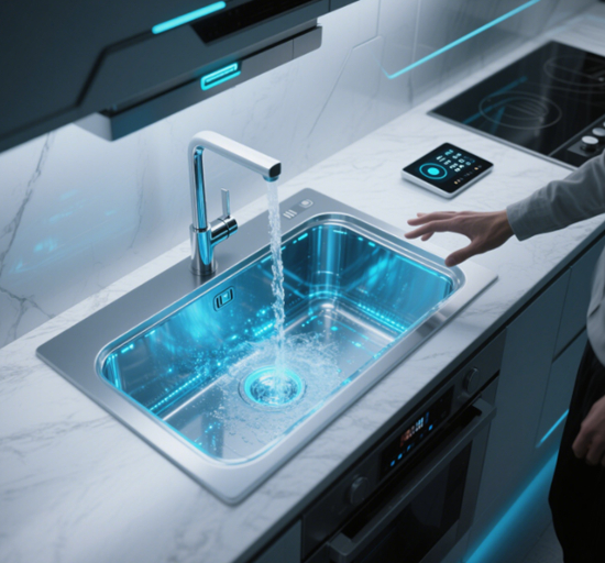 智能感应水槽品牌黑科技｜挥手控制+自动清洁功能