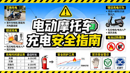 电动摩托车充电安全指南：飞线充电、室内电池风险如何规避？